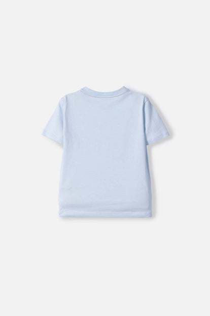 CAMISETA LITTLEMIC AZUL CLARA MANGA CORTA PARA NIÑO 2T A 5T