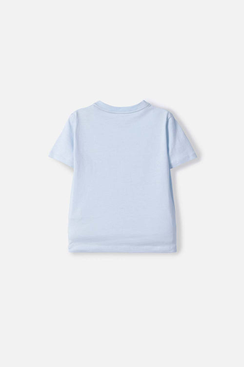 CAMISETA LITTLEMIC AZUL CLARA MANGA CORTA PARA NIÑO 2T A 5T