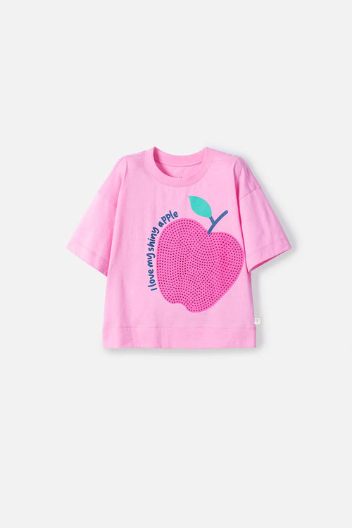 CAMISETA DE MIC MANGA CORTA ROSADO PARA NIÑA
