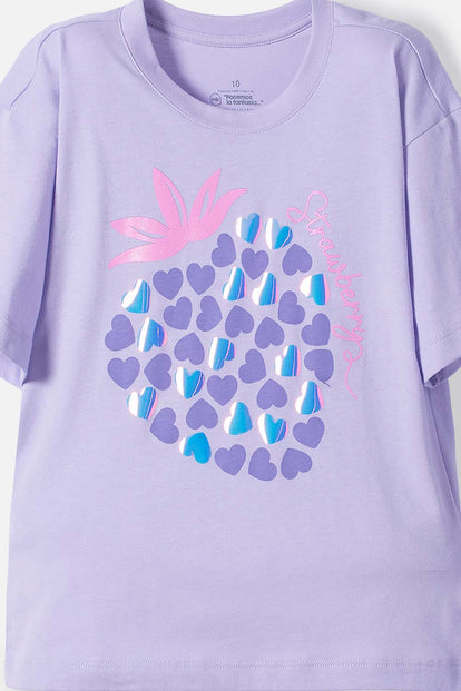 CAMISETA DE MIC MANGA CORTA LAVANDA CLARO PARA NIÑA