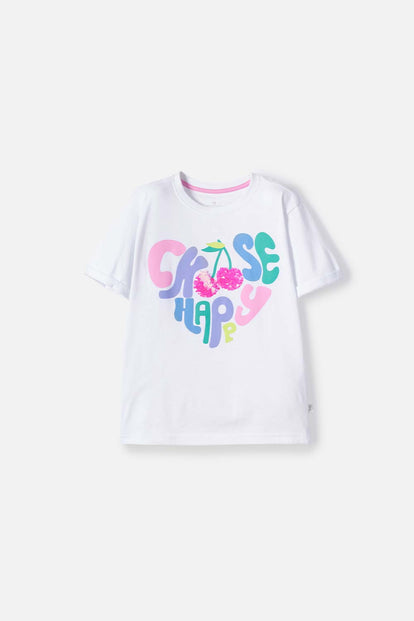 CAMISETA DE MIC MANGA CORTA BLANCO PARA NIÑA