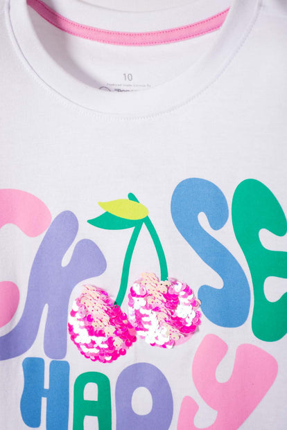 CAMISETA DE MIC MANGA CORTA BLANCO PARA NIÑA