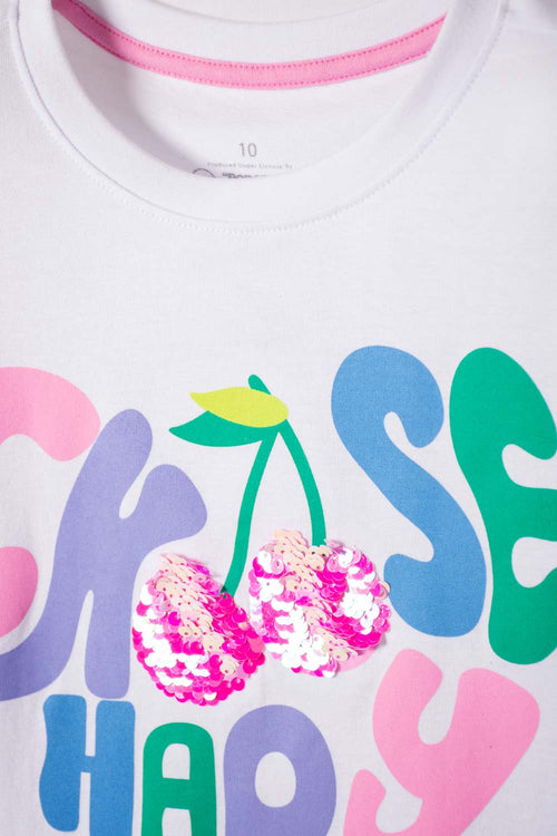 CAMISETA DE MIC MANGA CORTA BLANCO PARA NIÑA