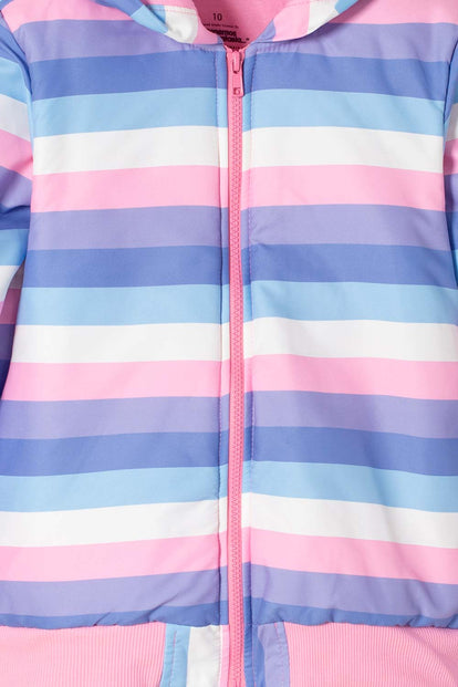 CHAQUETA DE MIC MULTICOLOR CON CAPUCHA PARA NIÑA