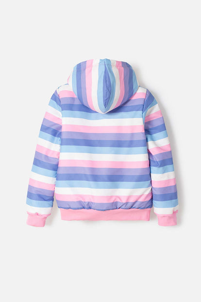 CHAQUETA DE MIC MULTICOLOR CON CAPUCHA PARA NIÑA
