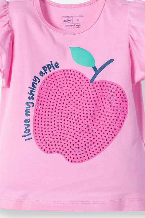 CAMISETA DE LITTLEMIC MANGA CORTA ROSADO PARA NIÑA 2T A 5T