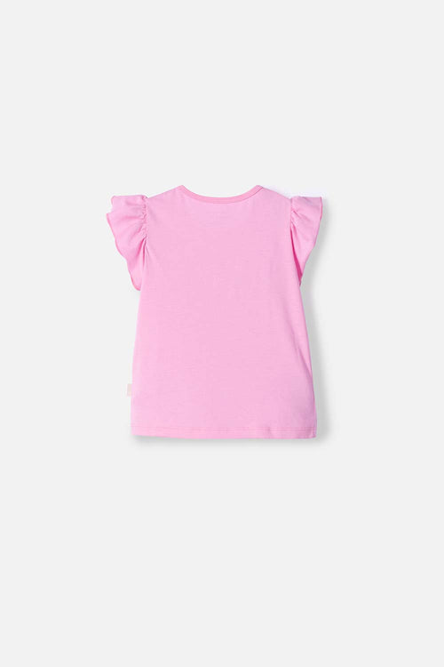 CAMISETA DE LITTLEMIC MANGA CORTA ROSADO PARA NIÑA 2T A 5T
