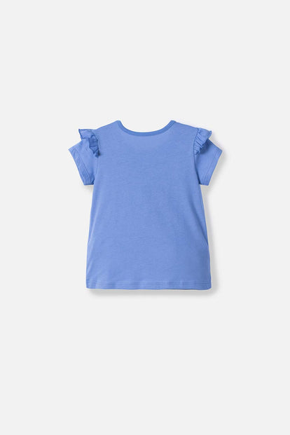 CAMISETA LITTLEMIC AZUL CON BOLERO EN MANGA PARA NIÑA 2T A 5T