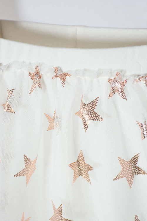 CONJUNTO DE LITTLEMIC CON FALDA EN TULL MARFIL PARA NIÑA 2T A 5T