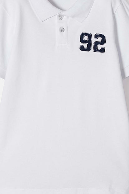 CAMISETA TIPO POLO MIC BLANCO PARA NIÑO