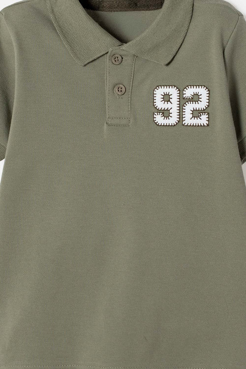 CAMISETA TIPO POLO DE LITTLEMIC VERDE PARA NIÑO 2T A 5T