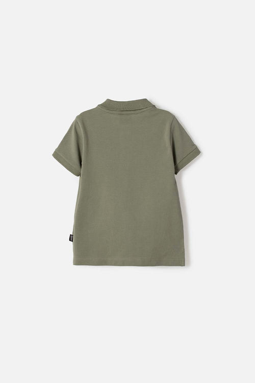 CAMISETA TIPO POLO DE LITTLEMIC VERDE PARA NIÑO 2T A 5T