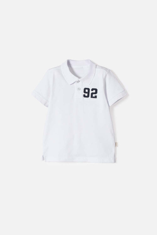 CAMISETA TIPO POLO DE LITTLEMIC BLANCO PARA NIÑO 2T A 5T