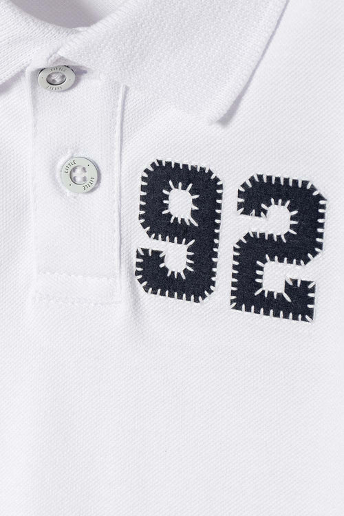 CAMISETA TIPO POLO DE LITTLEMIC BLANCO PARA NIÑO 2T A 5T