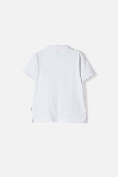 CAMISETA TIPO POLO DE LITTLEMIC BLANCO PARA NIÑO 2T A 5T