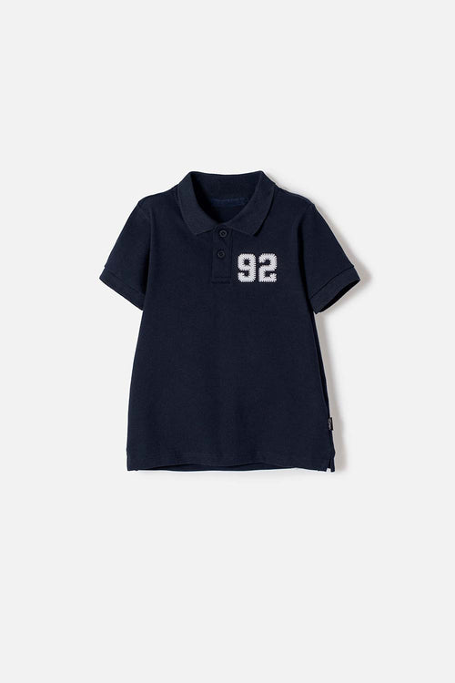 CAMISETA TIPO POLO DE MIC AZUL PARA NIÑO 2T A 5T