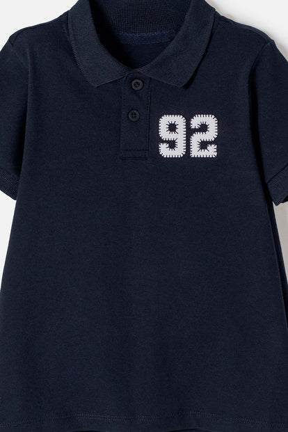 CAMISETA TIPO POLO DE MIC AZUL PARA NIÑO 2T A 5T