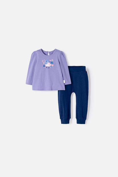 CONJUNTO LITTLEMIC MULTICOLOR DE CAMISETA ESTAMPADA EN FRENTE PARA BEBÉ NIÑA