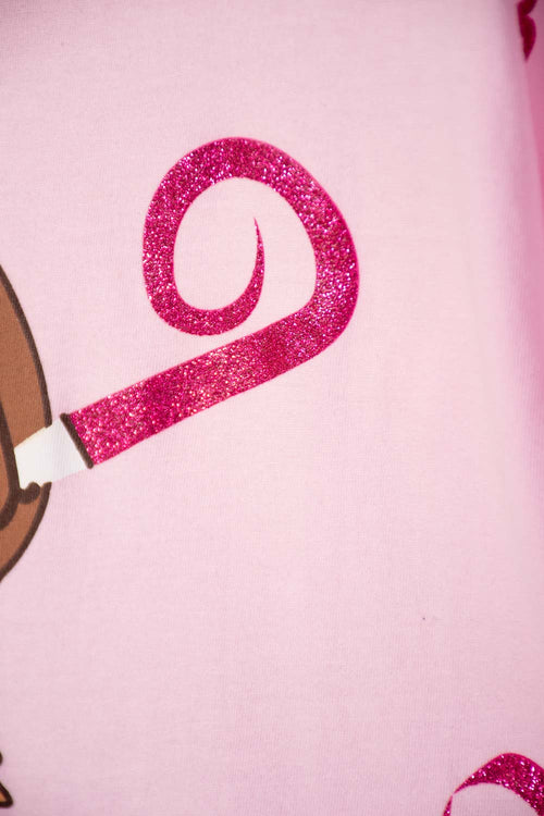 CAMISETA DE CAPYBARA ROSA PASTEL MANGA CORTA PARA NIÑA