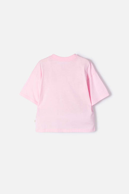CAMISETA DE CAPYBARA ROSA PASTEL MANGA CORTA PARA NIÑA