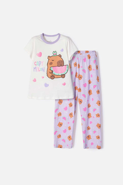 PIJAMA DE MIC CON PANTALÓN LARGO LAVANDA CLARO PARA NIÑA