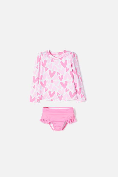 VESTIDO DE BAÑO LITTLEMIC MULTICOLOR MANGA LARGA PARA NIÑA 2T A 5T