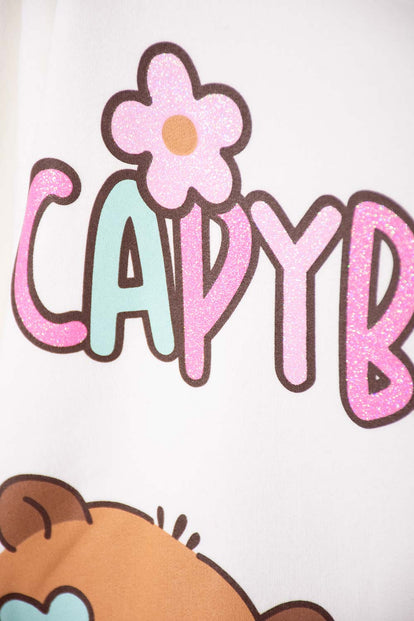 BUZO DE CAPYBARA MARFIL DE DISEÑO CERRADO PARA NIÑA