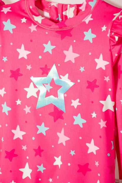VESTIDO DE BAÑO DE LITTLEMIC MANGA LARGA MULTICOLOR PARA NIÑA 2T A 5T