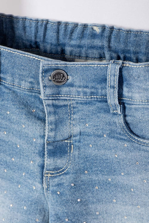 SHORT DE LITTLEMIC CON BOLSILLOS AZUL PARA NIÑA 2T A 5T