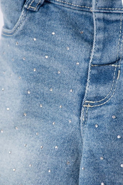 SHORT DE LITTLEMIC CON BOLSILLOS AZUL PARA NIÑA 2T A 5T