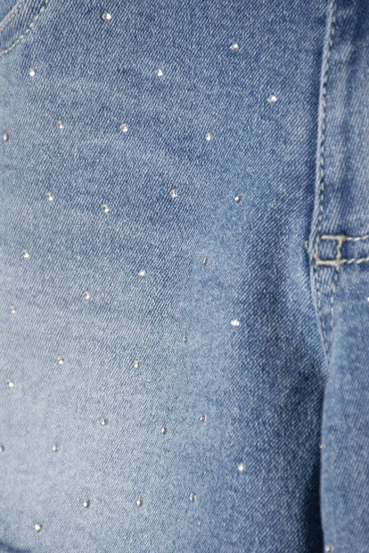 SHORT DE MIC CON BRILLOS AZUL PARA NIÑA