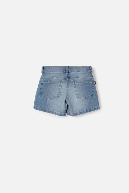 SHORT DE MIC CON BRILLOS AZUL PARA NIÑA