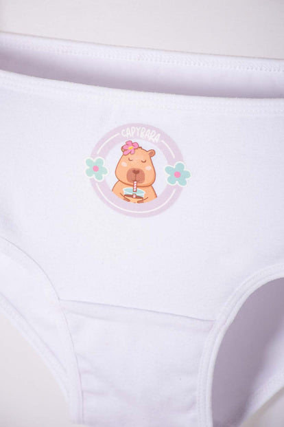 PACK X2 PANTIES DE CAPYBARA ROSA Y BLANCO PARA NIÑA