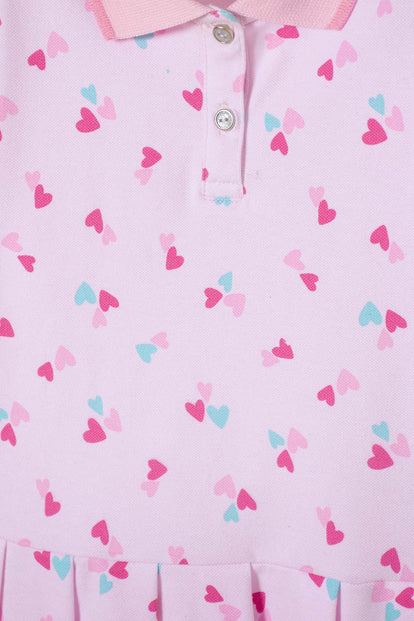 VESTIDO DE LITTLEMIC MANGA CORTA ROSADO PARA NIÑA 2T A 5T