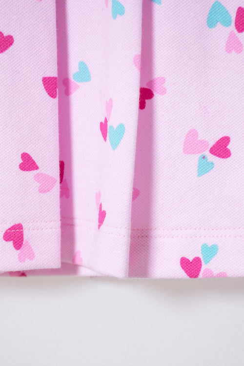 VESTIDO DE LITTLEMIC MANGA CORTA ROSADO PARA NIÑA 2T A 5T