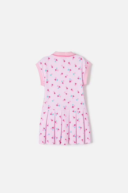 VESTIDO DE LITTLEMIC MANGA CORTA ROSADO PARA NIÑA 2T A 5T