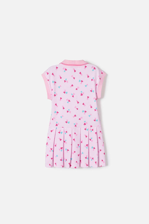 VESTIDO DE LITTLEMIC MANGA CORTA ROSADO PARA NIÑA 2T A 5T