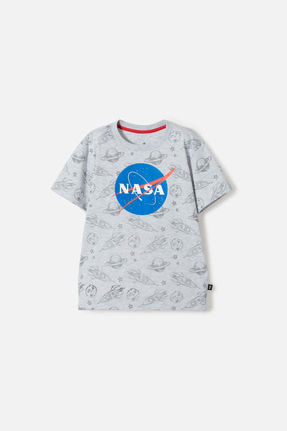 CAMISETA DE LA NASA MANGA CORTA GRIS PARA NIÑO