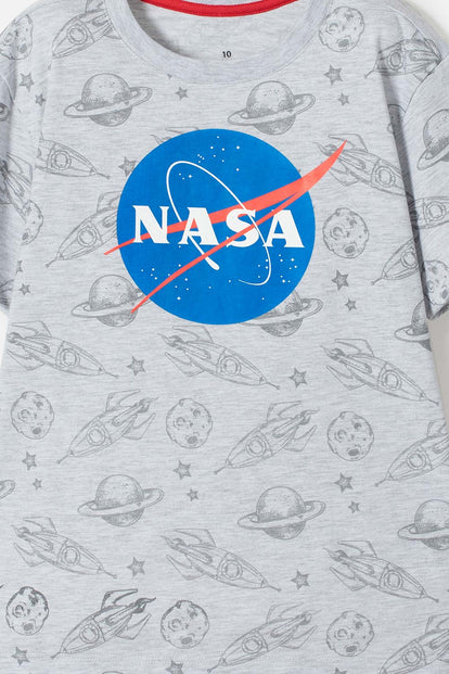 CAMISETA DE LA NASA MANGA CORTA GRIS PARA NIÑO