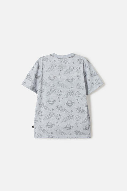 CAMISETA DE LA NASA MANGA CORTA GRIS PARA NIÑO