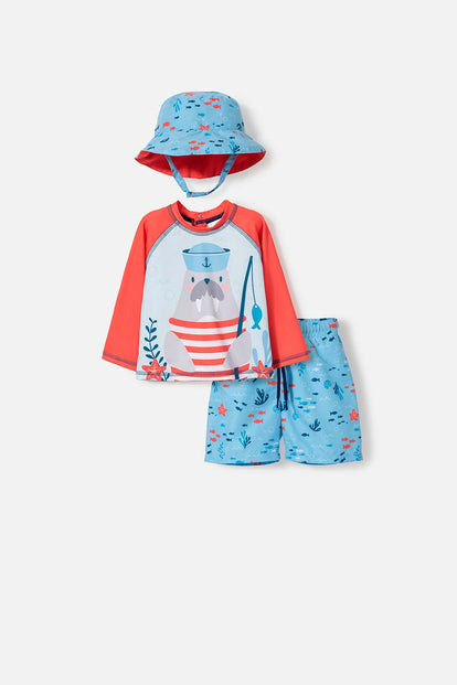 CONJUNTO DE BAÑO LITTLEMIC CON SOMBRERO MULTICOLOR PARA BEBÉ NIÑA