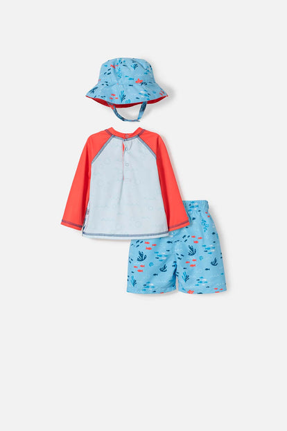 CONJUNTO DE BAÑO LITTLEMIC CON SOMBRERO MULTICOLOR PARA BEBÉ NIÑA