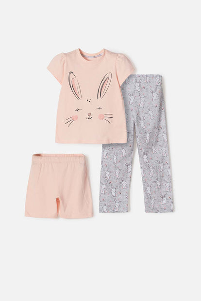 PIJAMA DE LITTLEMIC X3 PIEZAS MULTICOLOR PARA NIÑA 2T A 5T