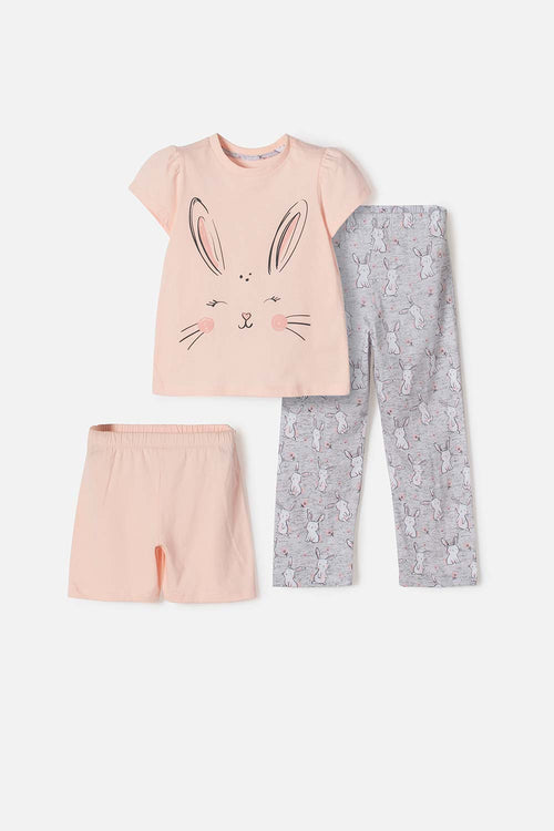 PIJAMA DE LITTLEMIC X3 PIEZAS MULTICOLOR PARA NIÑA 2T A 5T