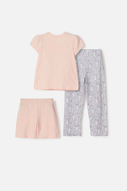 PIJAMA DE LITTLEMIC X3 PIEZAS MULTICOLOR PARA NIÑA 2T A 5T