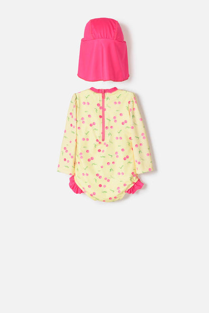 VESTIDO DE BAÑO DE LITTLEMIC CON SOMBRERO PARA BEBÉ NIÑA