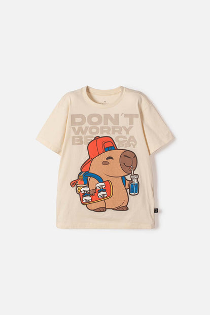 CAMISETA DE MIC MANGA CORTA ALMENDRA PARA NIÑO