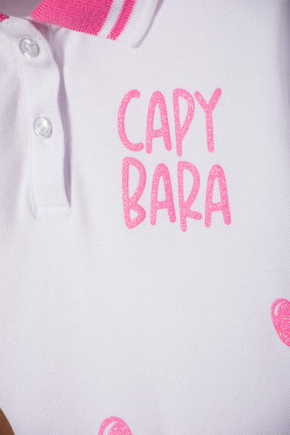 CAMISETA CAPIBARA TIPO POLO BLANCO PARA NIÑA