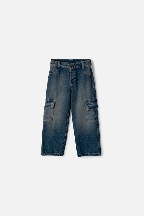 JEAN DE LITTLEMIC CON BOLSILLO AZUL PARA NIÑO 2T A  6T
