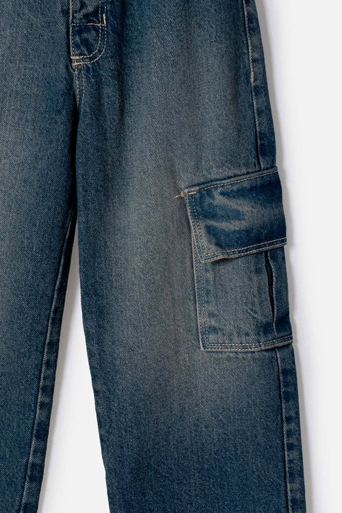JEAN DE LITTLEMIC CON BOLSILLO AZUL PARA NIÑO 2T A  6T